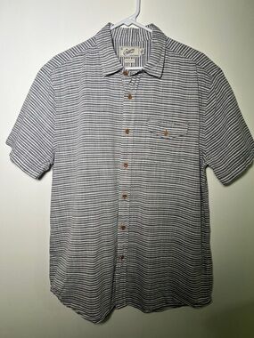 Grayers Gray and White Striped 100% Cotton Short-Sleeve Button-Down Shirt